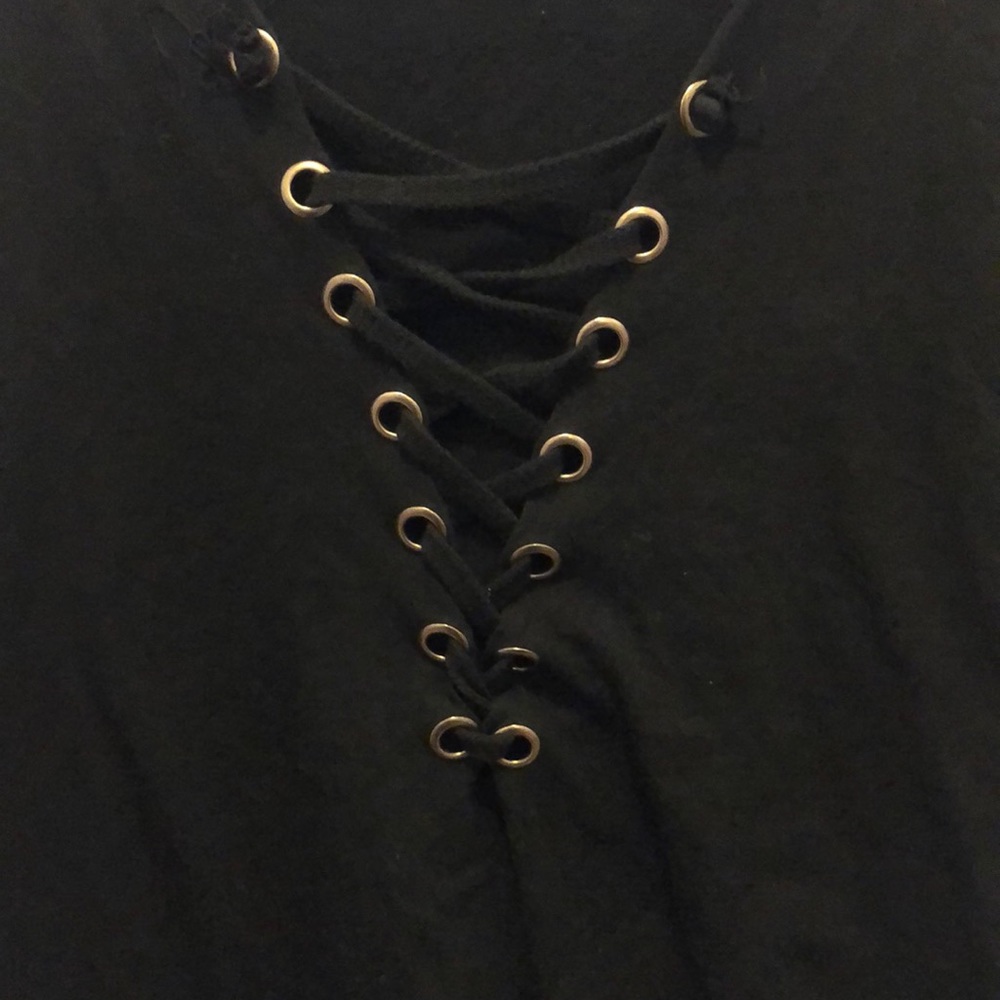 Black lace up t-shirt dress